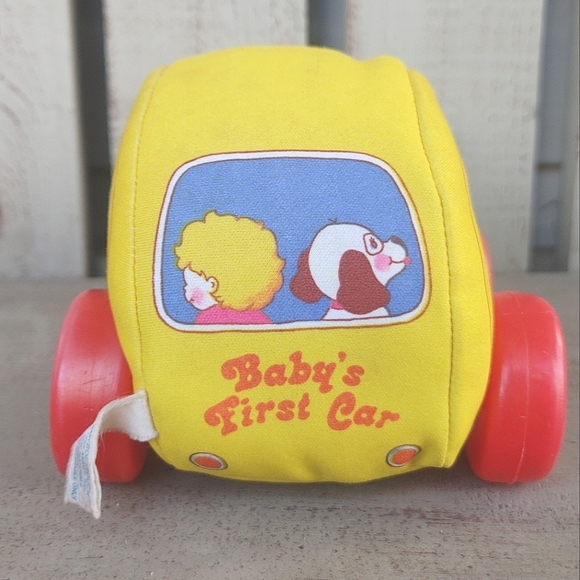 Vintage 1982 American Greetings Baby's First Car Yellow Softtouch Plastic Wheels - Picture 4 of 10